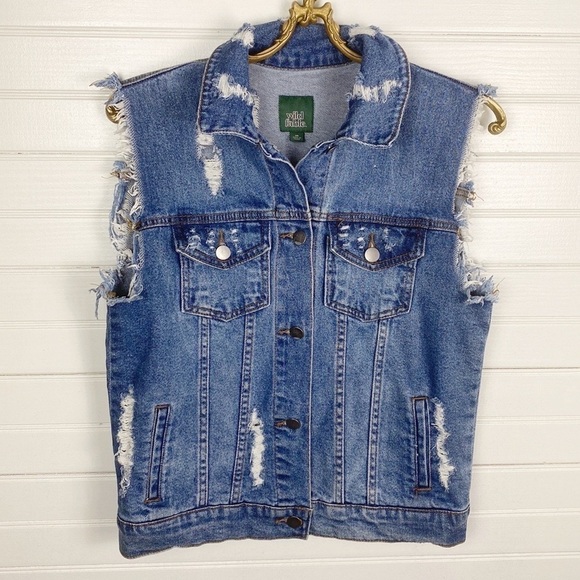 wild fable Jackets & Blazers - Wild Fable Distressed Denim Cut-off Vest Size XS